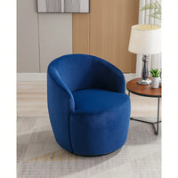 Velvet Upholstered Swivel Accent Chair | Modern Barrel Chair With Metal Ring Base | Comfortable Armchair For Living Room, Bedroom, Office