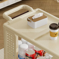 Beige 3-Tier Rolling Storage Cart with Lockable Wheels Versatile Organizer for Kitchen Bathroom Laundry