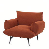 Mid-Century Modern Oversized Accent Armchair Upholstered Sofa Chair for Living Room Bedroom with Comfy Fabric and Metal Legs