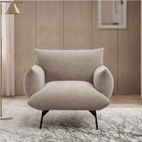 Mid-Century Modern Oversized Accent Armchair Upholstered Sofa Chair for Living Room Bedroom with Comfy Fabric and Metal Legs