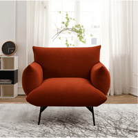 Mid-Century Modern Oversized Accent Armchair Upholstered Sofa Chair for Living Room Bedroom with Comfy Fabric and Metal Legs