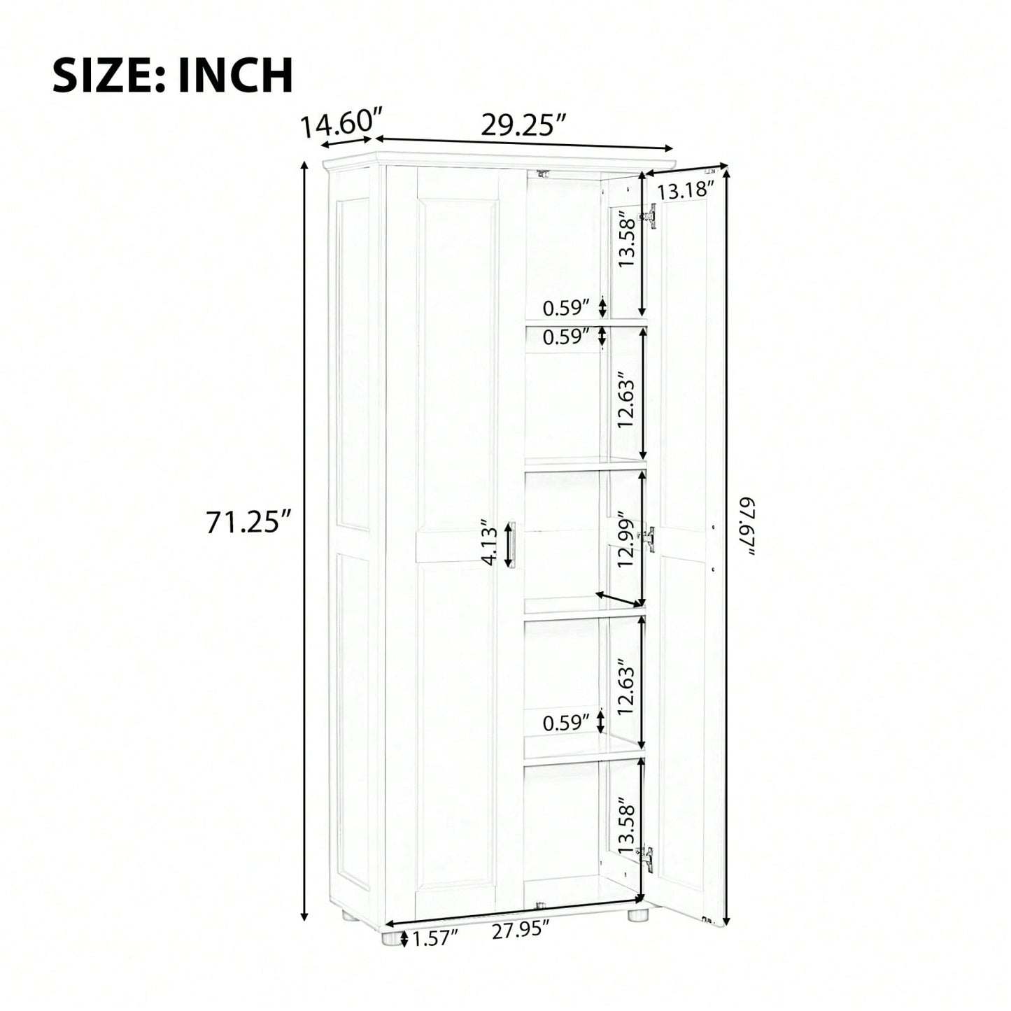 Tall White Bathroom Storage Cabinet with Adjustable Shelves and Anti-Tip Device for Home and Office Organization