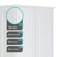 Tall White Bathroom Storage Cabinet with Adjustable Shelves and Anti-Tip Device for Home and Office Organization