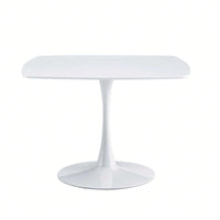42.1" Round Mid-Century Modern Dining Table, Pedestal Table For 4-6 People, MDF Top, Sturdy Metal Legs, Easy Assembly