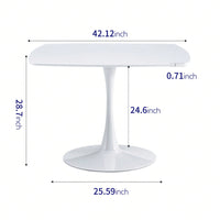 42.1" Round Mid-Century Modern Dining Table, Pedestal Table For 4-6 People, MDF Top, Sturdy Metal Legs, Easy Assembly