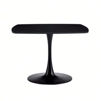 42.1" Round Mid-Century Modern Dining Table, Pedestal Table For 4-6 People, MDF Top, Sturdy Metal Legs, Easy Assembly
