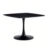 42.1" Round Mid-Century Modern Dining Table, Pedestal Table For 4-6 People, MDF Top, Sturdy Metal Legs, Easy Assembly