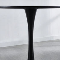 42.1" Round Mid-Century Modern Dining Table, Pedestal Table For 4-6 People, MDF Top, Sturdy Metal Legs, Easy Assembly