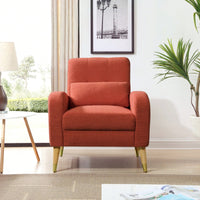 Mid-Century Modern Upholstered Accent Chair for Living Room and Bedroom Soft Polyester Fabric Comfy Single Sofa with Sturdy Legs