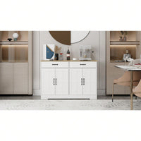 47.95" Farmhouse Buffet Cabinet With Storage | Sideboard With Drawers & Doors | Dining Room, Living Room, Kitchen Cupboard | White