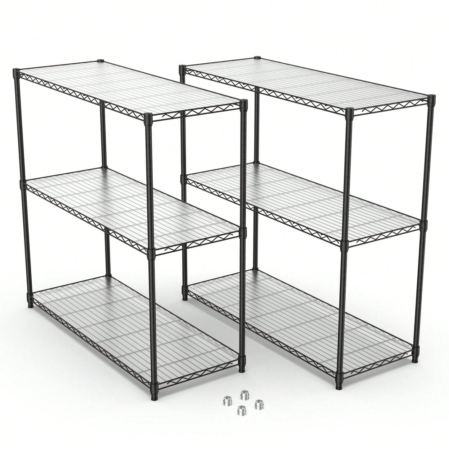 2 Pack Heavy Duty Wire Shelving Unit, 3 Tier Adjustable Storage Rack With Liners, 1050 Lbs Capacity, 48"H X 48"L X 18"D, Easy Assembly