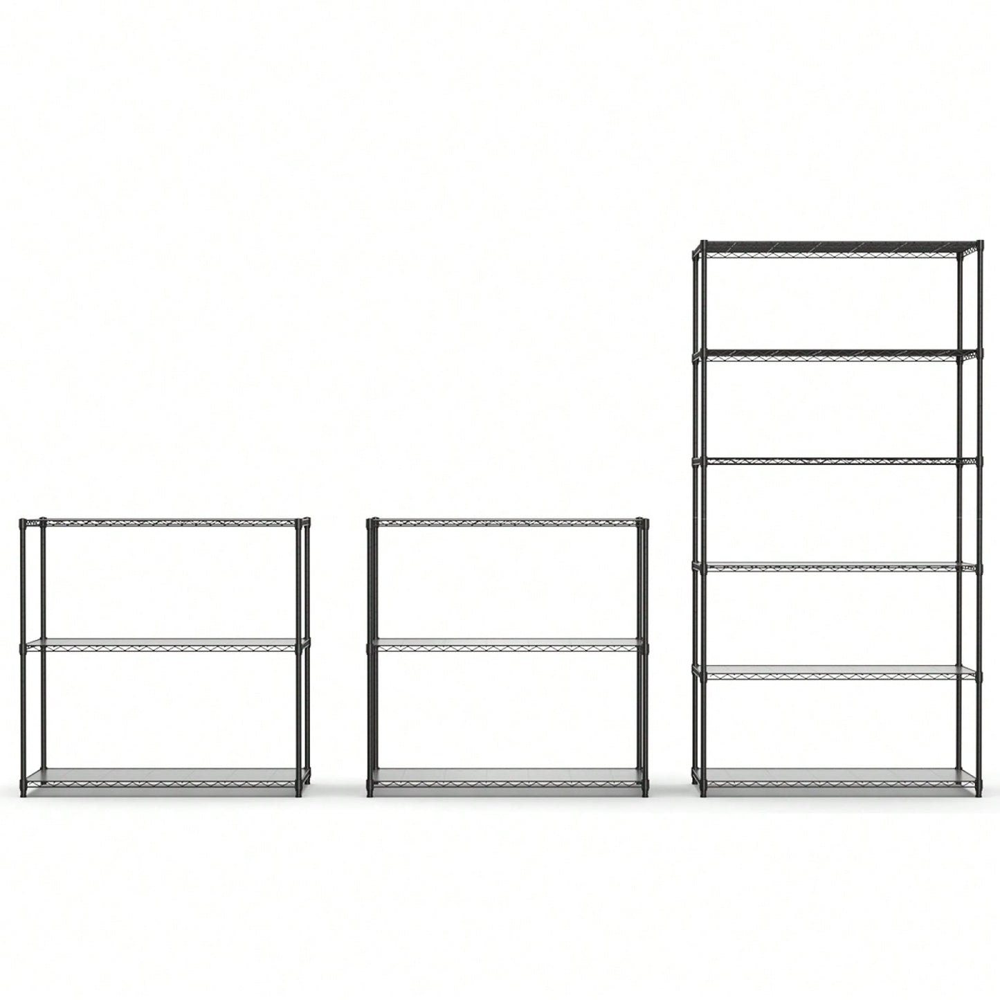 2 Pack Heavy Duty Wire Shelving Unit, 3 Tier Adjustable Storage Rack With Liners, 1050 Lbs Capacity, 48"H X 48"L X 18"D, Easy Assembly