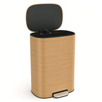 50L Stainless Steel Trash Can with Soft Close Lid and Foot Pedal, Fingerprint-Proof Kitchen Bin with Removable Inner Bucket