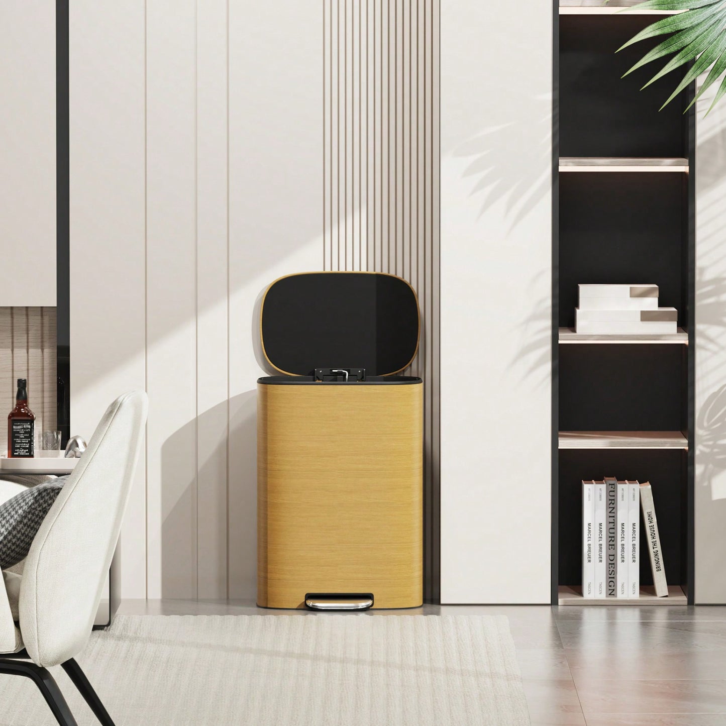 50L Stainless Steel Trash Can with Soft Close Lid and Foot Pedal, Fingerprint-Proof Kitchen Bin with Removable Inner Bucket