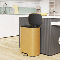 50L Stainless Steel Trash Can with Soft Close Lid and Foot Pedal, Fingerprint-Proof Kitchen Bin with Removable Inner Bucket