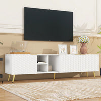 Geometric TV Stand with Storage and Cable Management for TVs Up to 80 Inches Gold Accents Modern Entertainment Center