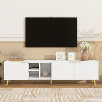 Geometric TV Stand with Storage and Cable Management for TVs Up to 80 Inches Gold Accents Modern Entertainment Center