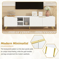 Geometric TV Stand with Storage and Cable Management for TVs Up to 80 Inches Gold Accents Modern Entertainment Center