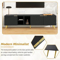 Geometric TV Stand with Storage and Cable Management for TVs Up to 80 Inches Gold Accents Modern Entertainment Center