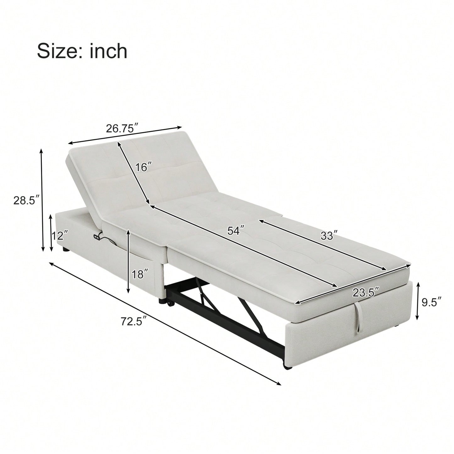 4-in-1 Linen Sofa Bed Chair with USB Port and Storage Adjustable Backrest for Small Spaces