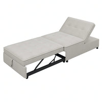 4-in-1 Linen Sofa Bed Chair with USB Port and Storage Adjustable Backrest for Small Spaces