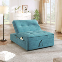 4-in-1 Linen Sofa Bed Chair with USB Port and Storage Adjustable Backrest for Small Spaces