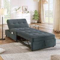 4-in-1 Linen Sofa Bed Chair with USB Port and Storage Adjustable Backrest for Small Spaces