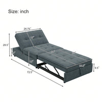 4-in-1 Linen Sofa Bed Chair with USB Port and Storage Adjustable Backrest for Small Spaces