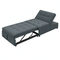 4-in-1 Linen Sofa Bed Chair with USB Port and Storage Adjustable Backrest for Small Spaces