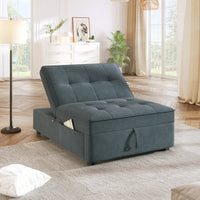 4-in-1 Linen Sofa Bed Chair with USB Port and Storage Adjustable Backrest for Small Spaces