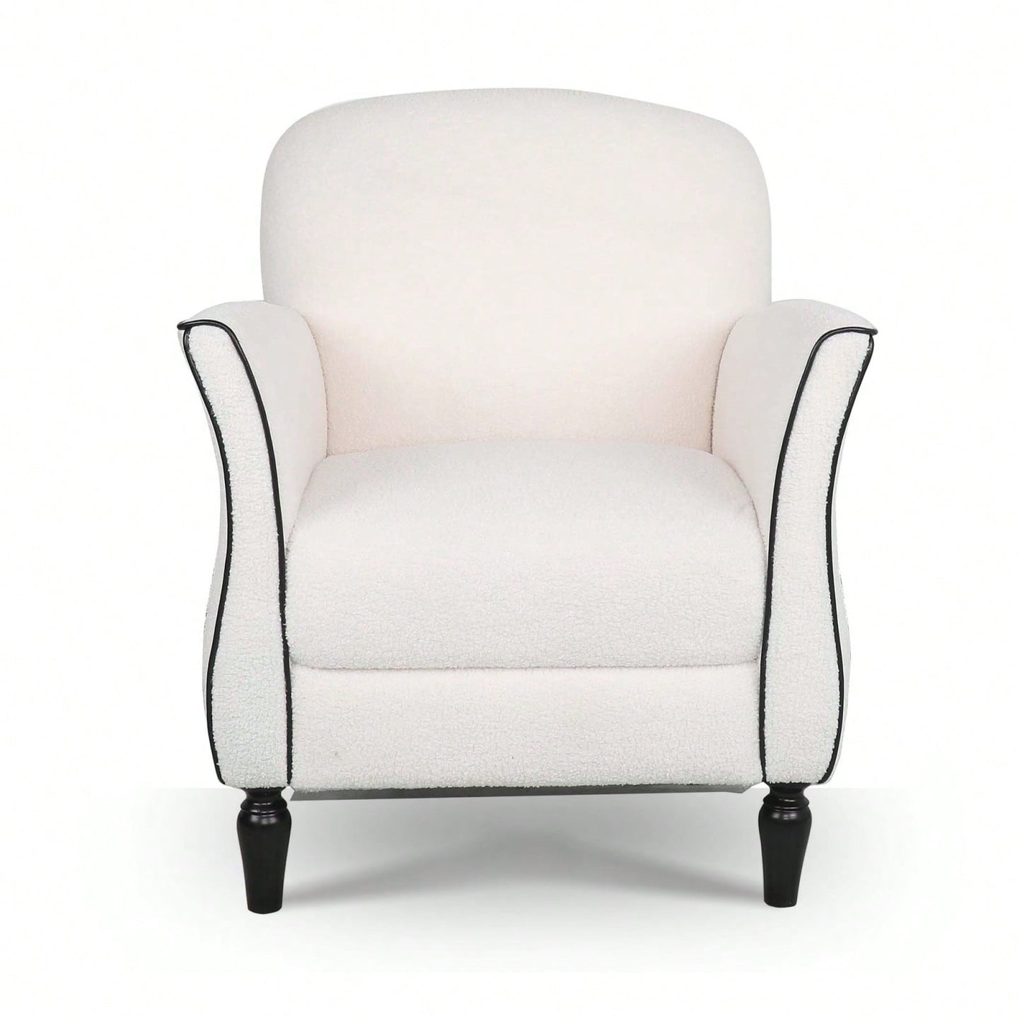 Ergonomic Curved Back Modern Accent Chair Upholstered Armchair with Wooden Legs for Living Room Bedroom Office