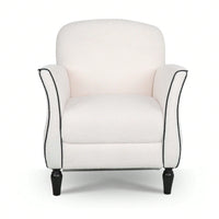 Ergonomic Curved Back Modern Accent Chair Upholstered Armchair with Wooden Legs for Living Room Bedroom Office