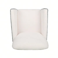 Ergonomic Curved Back Modern Accent Chair Upholstered Armchair with Wooden Legs for Living Room Bedroom Office