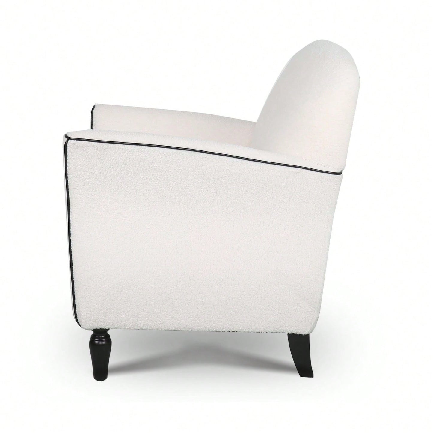 Ergonomic Curved Back Modern Accent Chair Upholstered Armchair with Wooden Legs for Living Room Bedroom Office