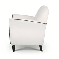 Ergonomic Curved Back Modern Accent Chair Upholstered Armchair with Wooden Legs for Living Room Bedroom Office