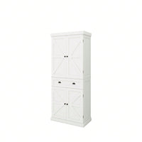 71 Inch Freestanding Kitchen Pantry Cabinet with 4 Doors Drawer Adjustable Shelves for Dining Room and Kitchen Storage White