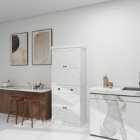 71 Inch Freestanding Kitchen Pantry Cabinet with 4 Doors Drawer Adjustable Shelves for Dining Room and Kitchen Storage White