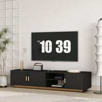 Mid Century Modern LED TV Stand for 80 Inch TVs Wooden Media Cabinet with Storage for Living Room and Bedroom