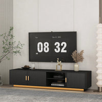 Mid Century Modern LED TV Stand for 80 Inch TVs Wooden Media Cabinet with Storage for Living Room and Bedroom