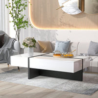 Modern Coffee Table With Drawer, Contemporary Rectangle Cocktail Table With High Gloss Finish For Living Room, 45 Inch