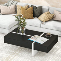 Modern Coffee Table With Drawer, Contemporary Rectangle Cocktail Table With High Gloss Finish For Living Room, 45 Inch