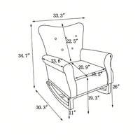 Mid Century Fabric Rocker Chair With Wood Legs And Velvet For Livingroom Bedroom