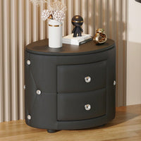 Stylish Black Nightstand with 2 Drawers and Crystal Handles Easy Assembly Bedside Table for Bedroom and Living Room