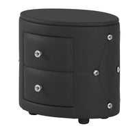 Stylish Black Nightstand with 2 Drawers and Crystal Handles Easy Assembly Bedside Table for Bedroom and Living Room