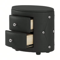 Stylish Black Nightstand with 2 Drawers and Crystal Handles Easy Assembly Bedside Table for Bedroom and Living Room