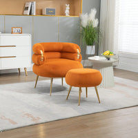 Stylish Velvet Accent Chair with Tufted Back and Metal Legs for Living Room Bedroom Office Easy Assembly