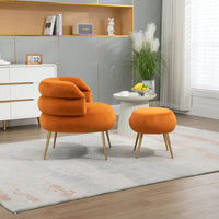 Stylish Velvet Accent Chair with Tufted Back and Metal Legs for Living Room Bedroom Office Easy Assembly