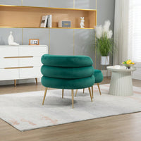 Stylish Velvet Accent Chair with Tufted Back and Metal Legs for Living Room Bedroom Office Easy Assembly