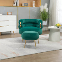 Stylish Velvet Accent Chair with Tufted Back and Metal Legs for Living Room Bedroom Office Easy Assembly