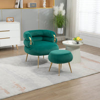 Stylish Velvet Accent Chair with Tufted Back and Metal Legs for Living Room Bedroom Office Easy Assembly